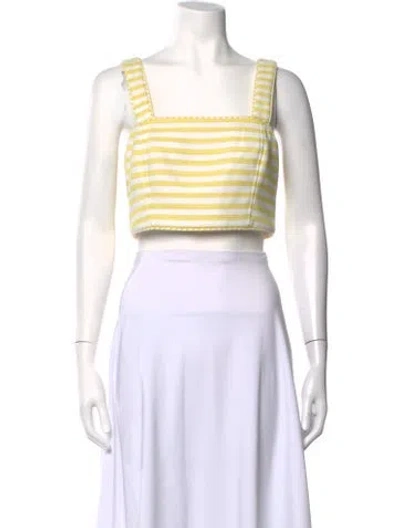 Pre-owned Christian Lacroix Striped Square Neckline Crop Top In White