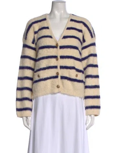 Pre-owned Christian Lacroix Striped V-neck Sweater W/ Tags In Neutral