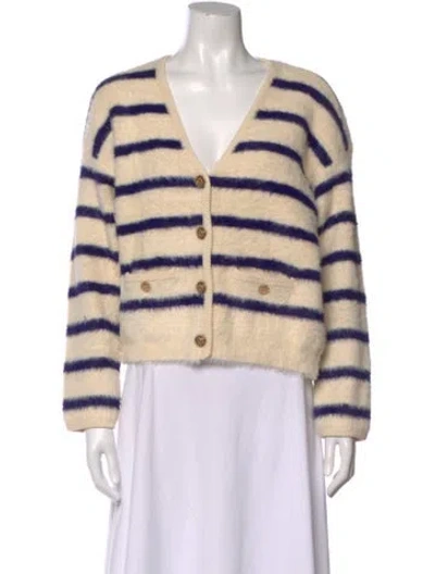 Pre-owned Christian Lacroix Striped V-neck Sweater W/ Tags In Neutral