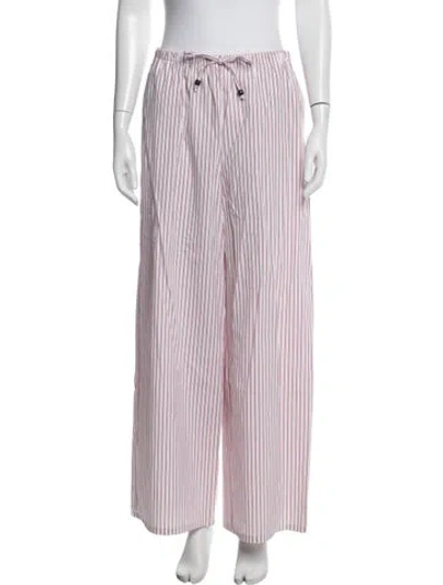 Pre-owned Christian Lacroix Striped Wide Leg Pants In White