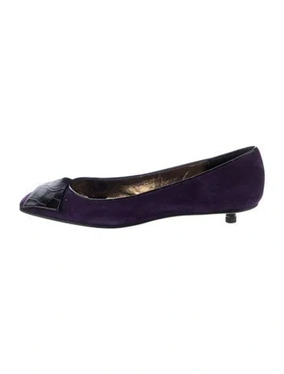 Pre-owned Christian Lacroix Suede Animal Print Flats In Purple