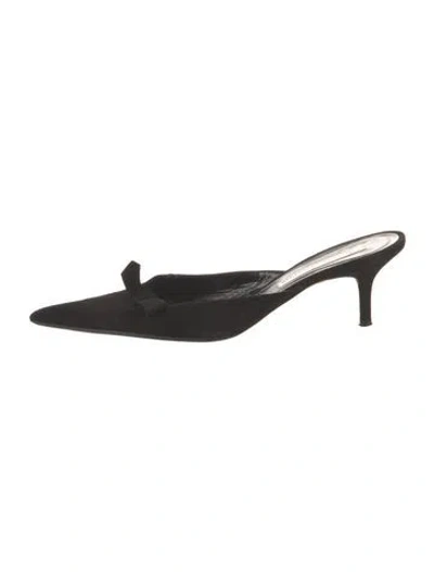 Pre-owned Christian Lacroix Suede Bow Accents Mules In Black
