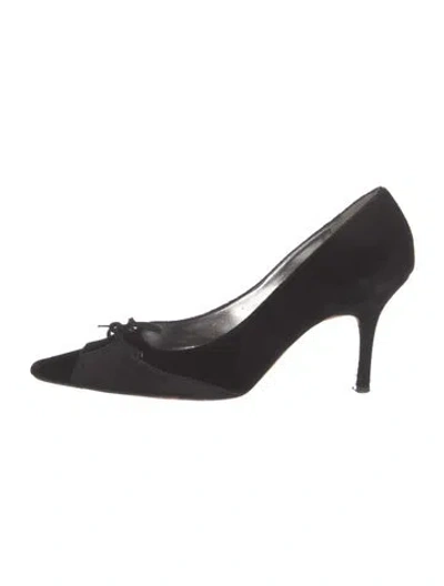Pre-owned Christian Lacroix Suede Bow Accents Pumps In Black