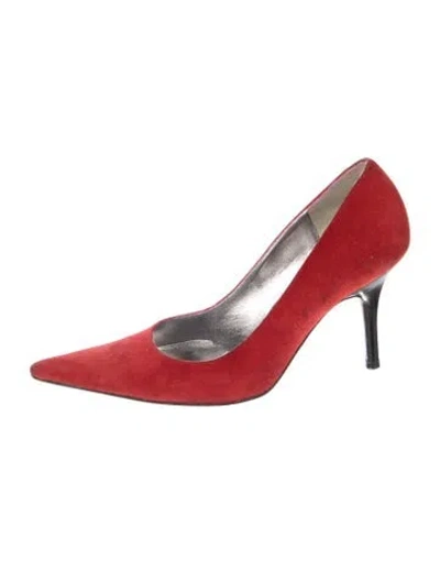 Pre-owned Christian Lacroix Suede Pumps In Red