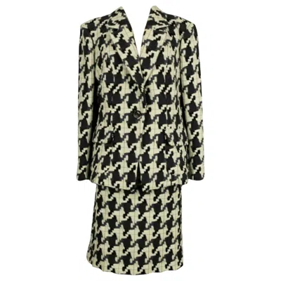 Pre-owned Christian Lacroix Suit Skirt And Jacket In Wool With Houndstooth Pattern In Black