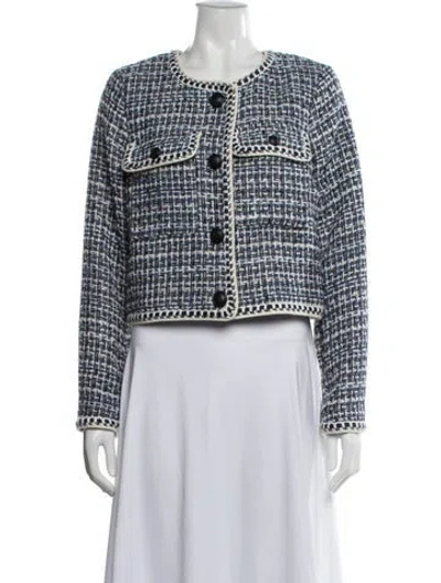 Pre-owned Christian Lacroix Tweed Pattern Jacket In Blue