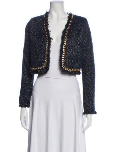 Pre-owned Christian Lacroix Tweed Pattern Jacket In Blue