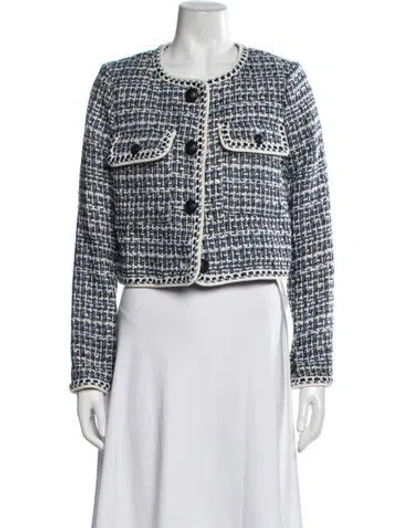 Pre-owned Christian Lacroix Tweed Pattern Jacket In Blue