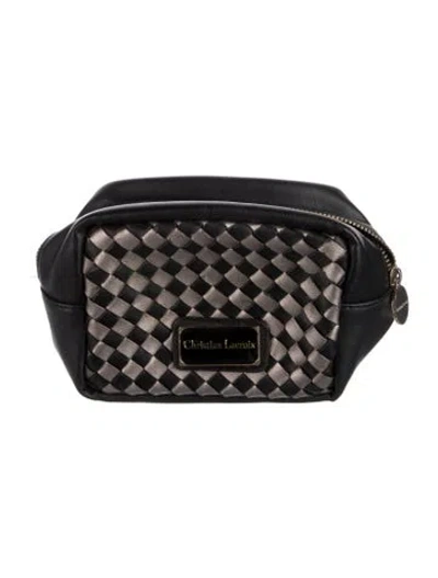 Pre-owned Christian Lacroix Two-toned Leather Cosmetic Bag In Black