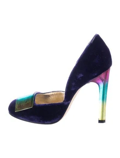 Pre-owned Christian Lacroix Velvet Pumps In Blue