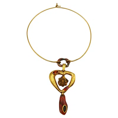 Pre-owned Christian Lacroix Vintage Abstract Heart Jewelled Choker Necklace In Multi