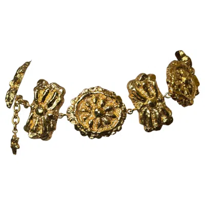 Pre-owned Christian Lacroix Vintage  Bijoux Gold-tone Sculptural Chain Belt, Made In France In Brown
