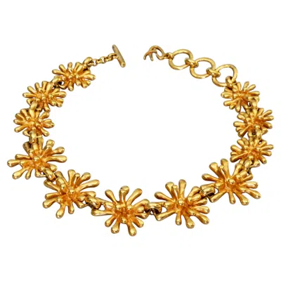 Pre-owned Christian Lacroix Vintage  Gilt Anemone Sputnik Link Necklace In Multi