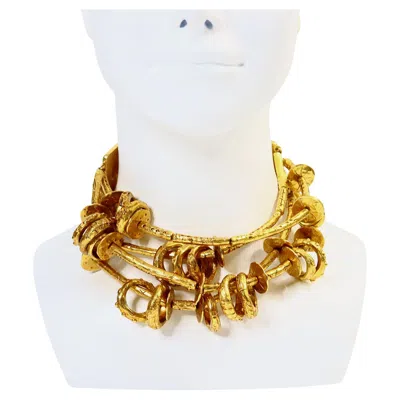Pre-owned Christian Lacroix Vintage  Gold Toned Choker Necklace, Enamel, France In Multi