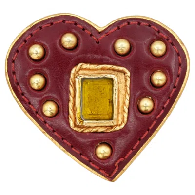 Pre-owned Christian Lacroix Vintage  Gold-tone Heart Brooch In Multiple