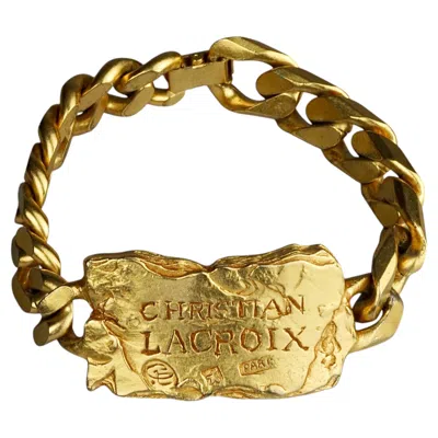Pre-owned Christian Lacroix Vintage  Logo Chunky Curb Chain Rihanna Id Bracelet In Multi