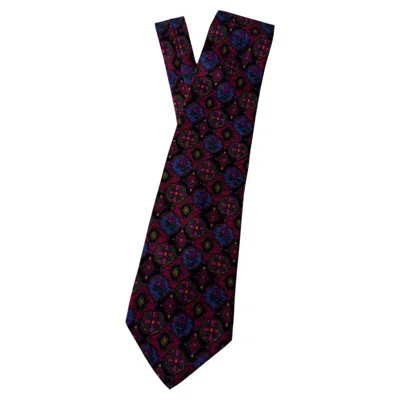 Pre-owned Christian Lacroix Vintage  Silk Tie With Bold Multicolor, Original Box In Black
