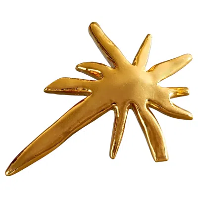 Pre-owned Christian Lacroix Vintage  Star Gold Tone Brooch, Massive 5.5 Inches In Multi