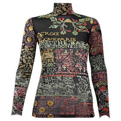 Pre-owned Christian Lacroix Vintage  Tattoo Effect Long Sleeves Shirt Top Sweater In Black