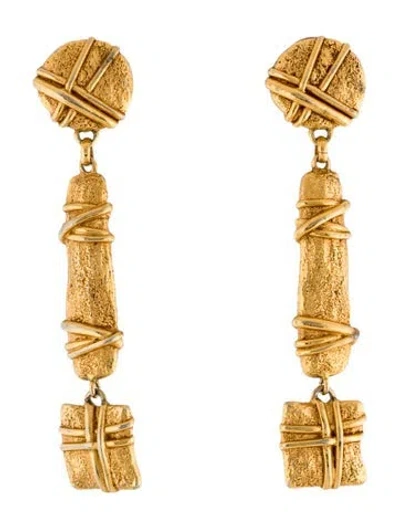 Pre-owned Christian Lacroix Vintage Clip-on Drop Earrings In Multi