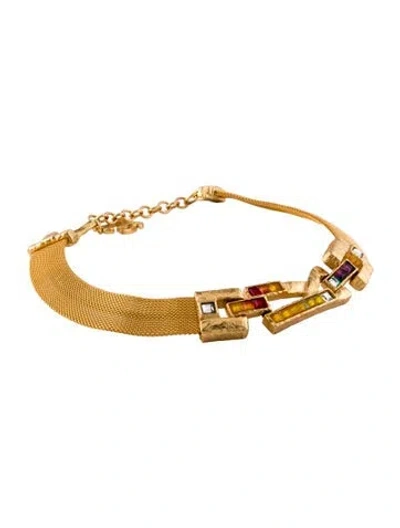 Pre-owned Christian Lacroix Vintage Crystal Choker Necklace, 16"
