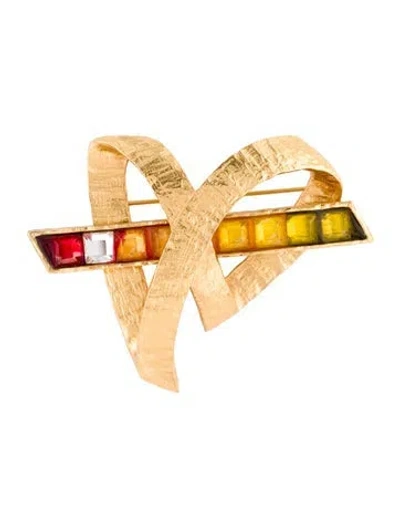 Pre-owned Christian Lacroix Vintage Crystal Heart Pin Brooch