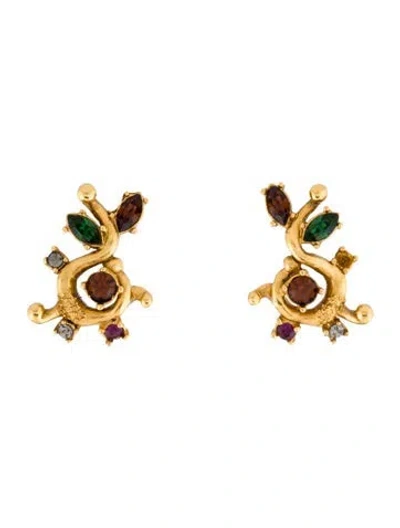 Pre-owned Christian Lacroix Vintage Crystal Stud Earrings