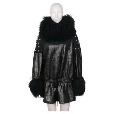 Pre-owned Christian Lacroix Vintage Embellished Poncho Coat In Black