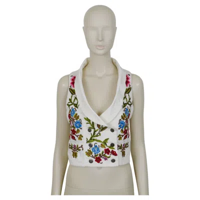 Pre-owned Christian Lacroix Vintage Embroidered Vest In Gray