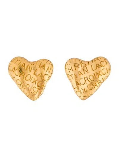 Pre-owned Christian Lacroix Vintage Heart Stud Earrings In Multi