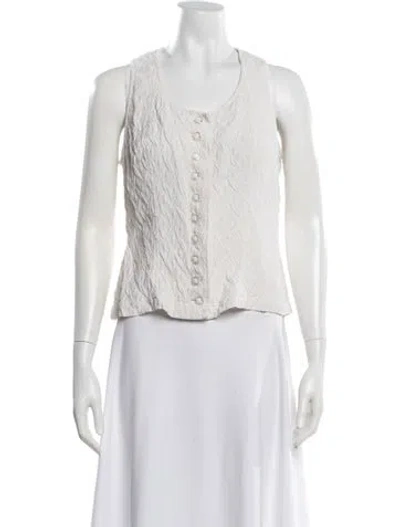 Pre-owned Christian Lacroix Vintage Late 1980's - Early 1990's Button-up Top In Neutrals
