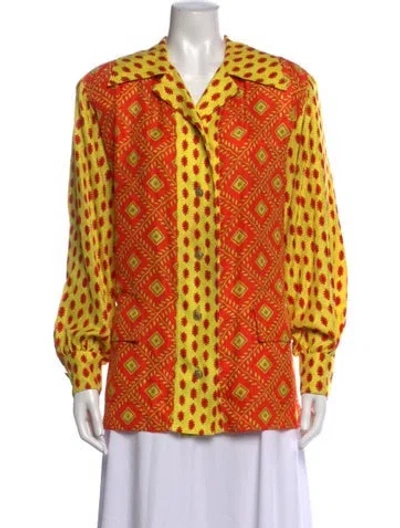 Pre-owned Christian Lacroix Vintage Late 1980's - Early 1990's Button-up Top In Orange