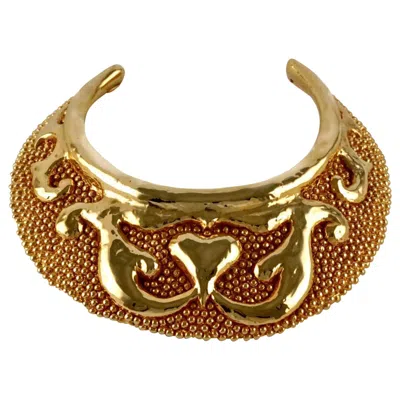 Pre-owned Christian Lacroix Vintage Massive  Mogul Stylize Rigid Choker Necklace In Brown