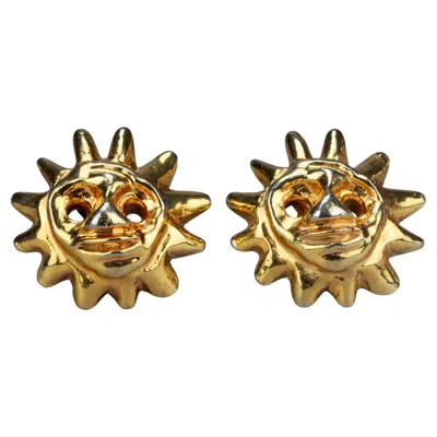 Pre-owned Christian Lacroix Vintage Massive  Sun Face Earrings In Multi