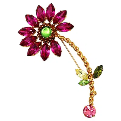 Pre-owned Christian Lacroix Vintage Massive Jewelled Flower Brooch In Multi