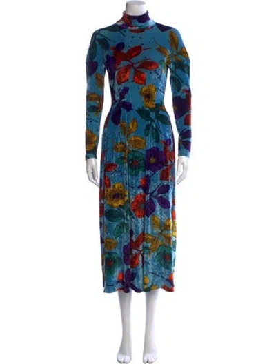 Pre-owned Christian Lacroix Vintage Midi Length Dress In Blue