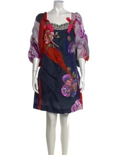 Pre-owned Christian Lacroix Vintage Mini Dress In Blue