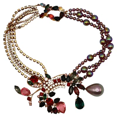 Pre-owned Christian Lacroix Vintage Opulent Jewelled Collar Necklace In Multi