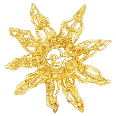 Pre-owned Christian Lacroix Vintage Rare Massive Gold Baroque Sun Openwork Chunky Brooch In Multiple