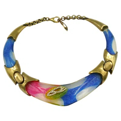 Pre-owned Christian Lacroix Vintage Resin Choker Necklace In Multi