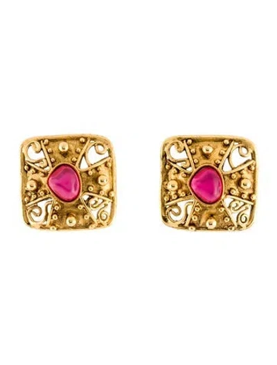 Pre-owned Christian Lacroix Vintage Resin Clip-on Earrings In Pink