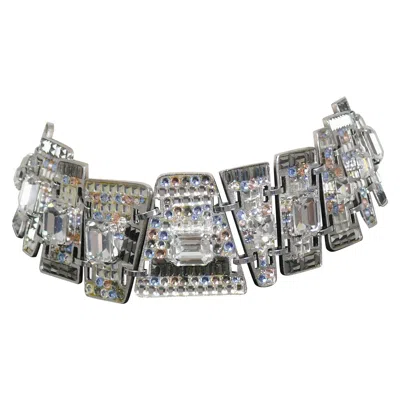 Pre-owned Christian Lacroix Vintage Silver Toned Crystal Choker Necklace