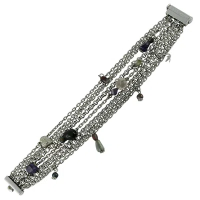 Pre-owned Christian Lacroix Vintage Sterling Silver Chain Bracelet With Charms