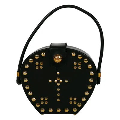 Pre-owned Christian Lacroix Vintage Studded Black Leather Gothic Inspired Bag