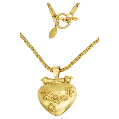 Pre-owned Christian Lacroix Vintage Unisex Gold Rare Locket Cross Floral Pendant Necklace In Multiple