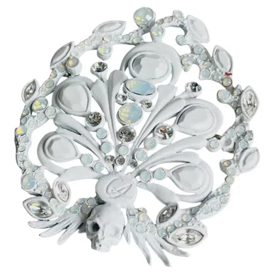 Pre-owned Christian Lacroix Vintage Unisex Iconic Rare Huge Skull White Statement Brooch
