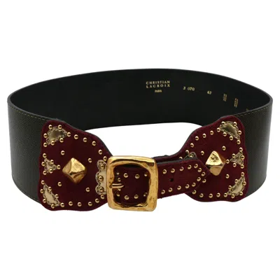 Pre-owned Christian Lacroix Vintage Wide Studded Leather Belt In Black