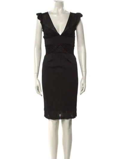 Pre-owned Christian Lacroix V-neck Knee-length Dress In Black