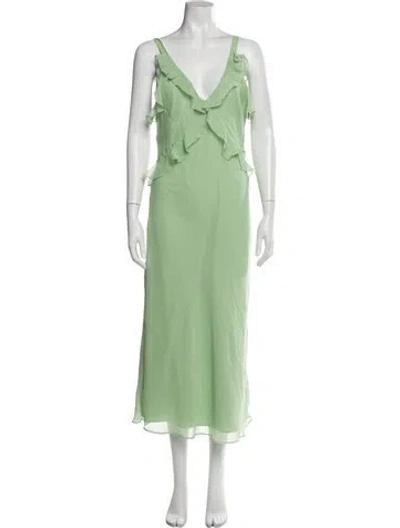 Pre-owned Christian Lacroix V-neck Long Dress In Green