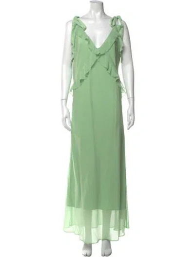 Pre-owned Christian Lacroix V-neck Long Dress In Green